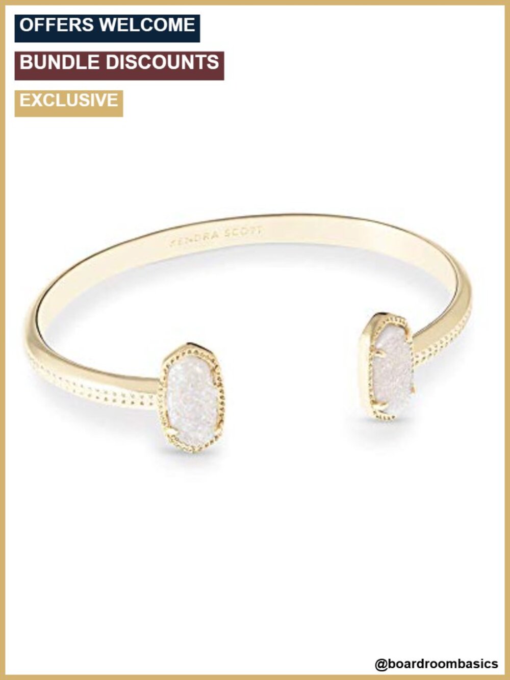 Kendra Scott Elton Cuff Bracelet Open Adjustable Gold Plated